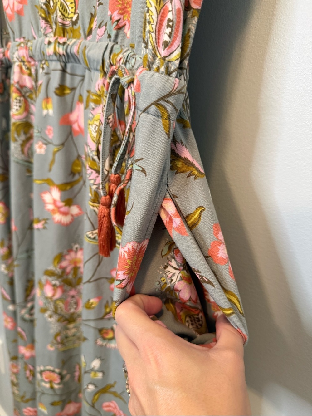 Spartina 449 Jane Jardinere Blue Pink Floral Lenea Maxi Dress XL - Picture 8 of 10